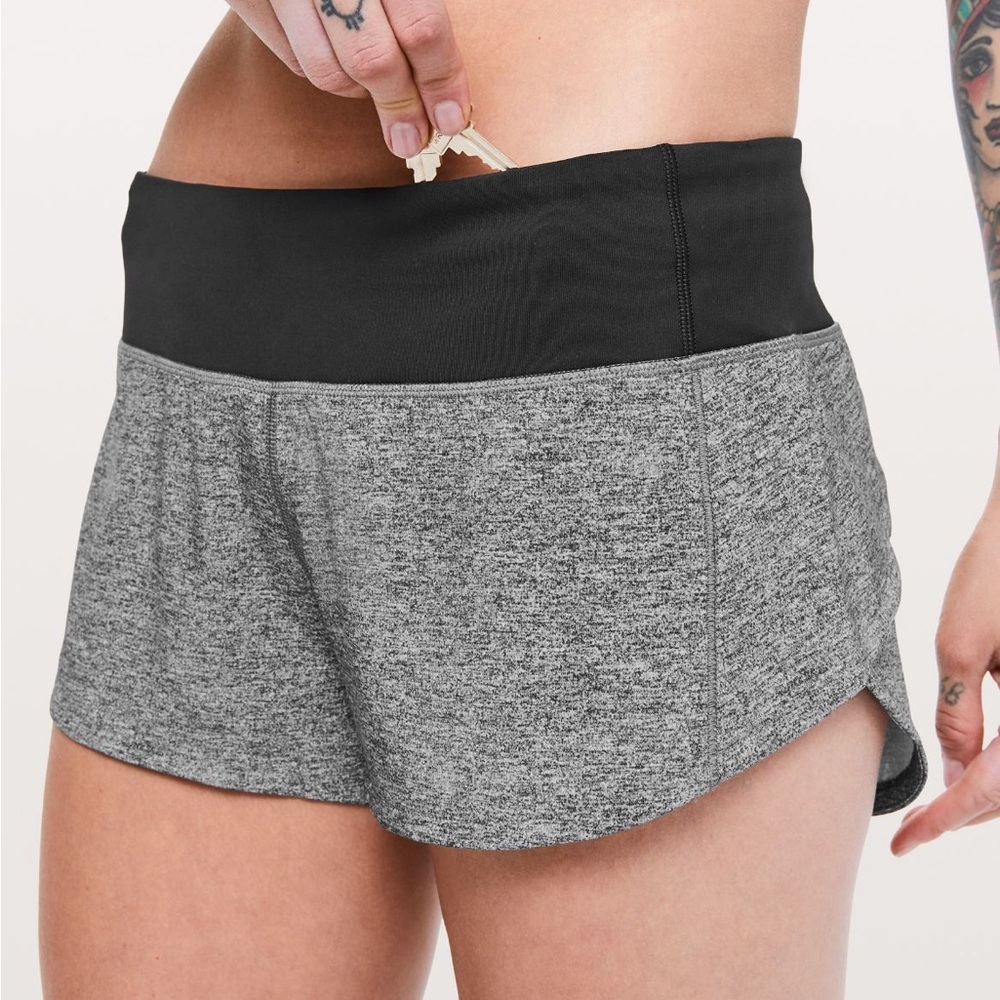SOLD • lululemon Speed Up Short *2.5” - Heather Lux Multi Black (grey), size 2